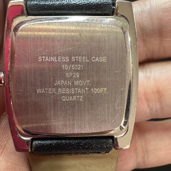 AK Anne Klein Multifunction Watch — Black Leather, Square Case (10/5321) - Picture 8 of 10